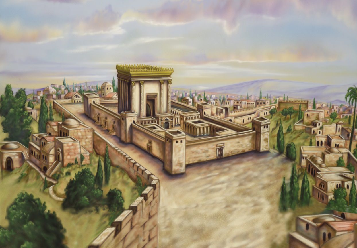 בד תמונה לסוכה 'בית המקדש' 2 מטר