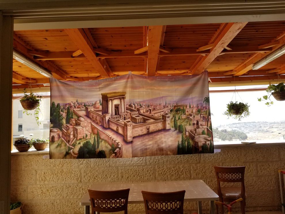 בד תמונה לסוכה 'בית המקדש' 2 מטר