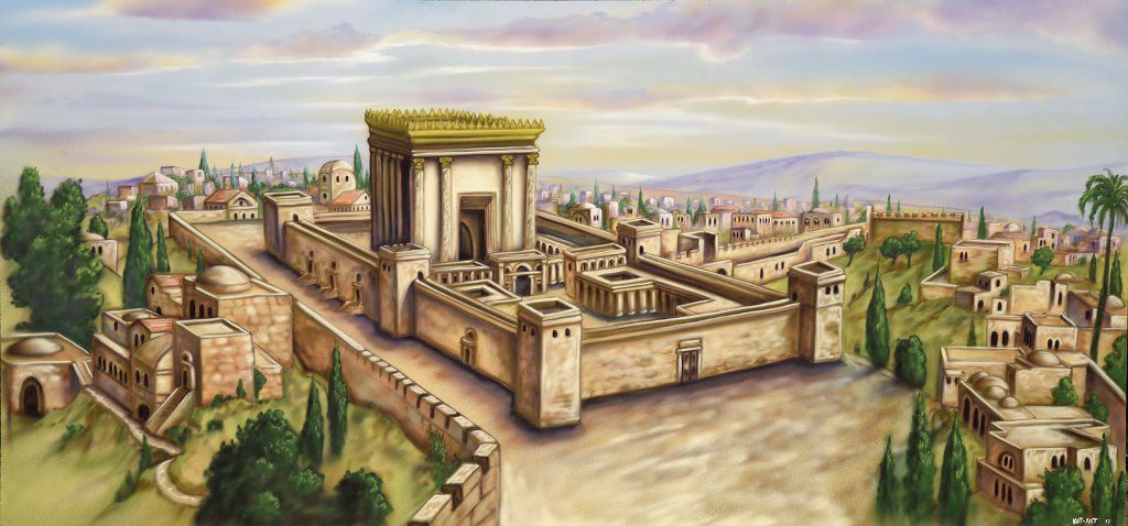 בד תמונה לסוכה 'בית המקדש' 2 מטר