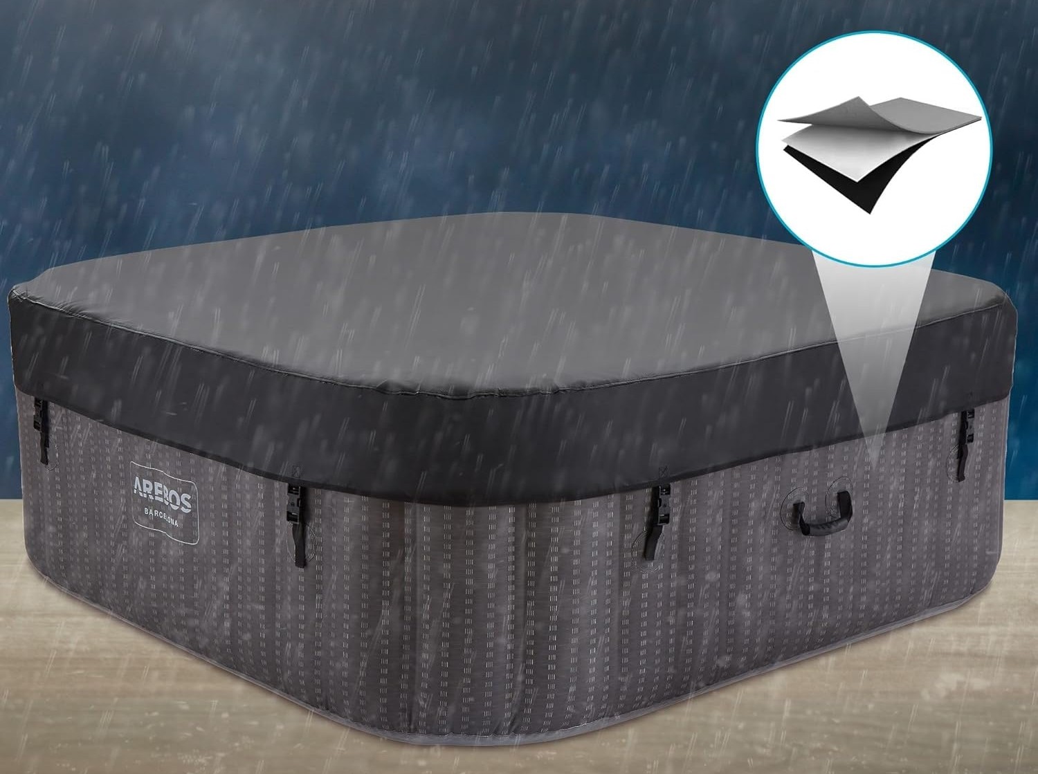 ג'קוזי מתנפח 6 מקומות, 130 סילוני אוויר עם שליטה חכמה במוצר