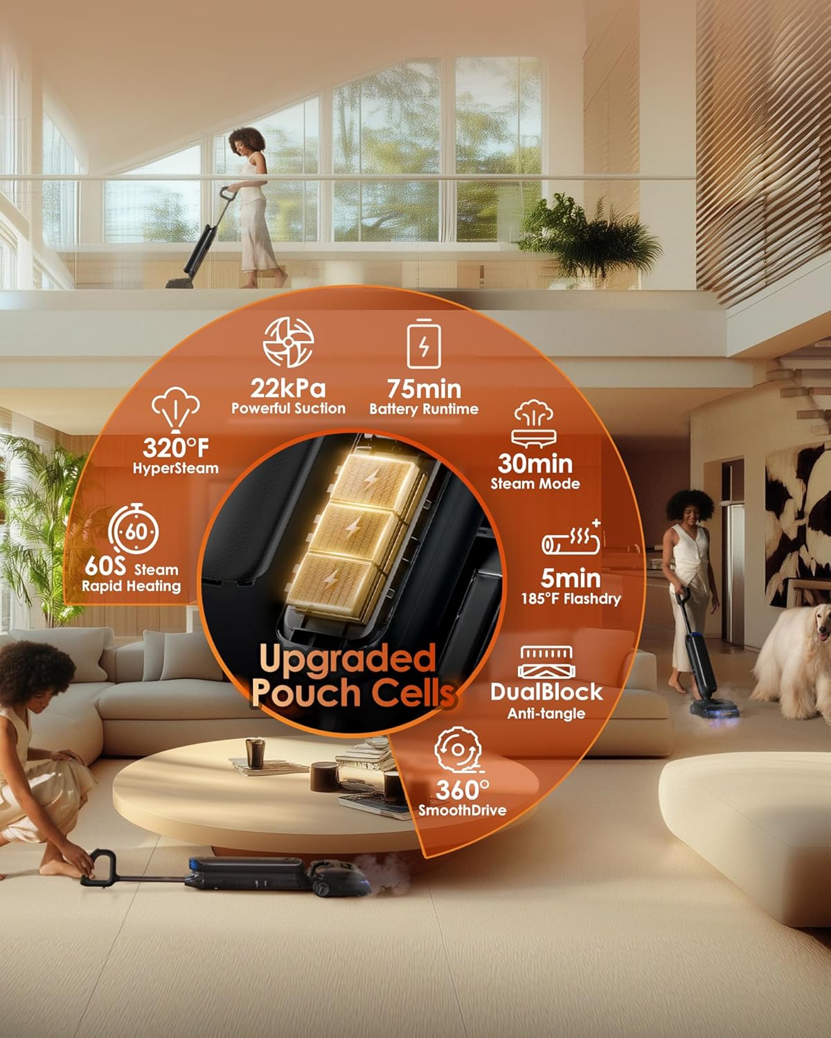 שואב שוטף אלחוטי טינקו- FLOOR ONE S9 STEAM ARTIST 70- הדגם המתקדם ביותר של טינקו